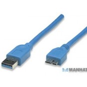 Cable Extensión USB 3.0 tipo A macho/ Micro B macho 2 m